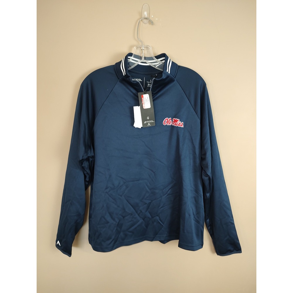 Antigua Ole Miss Rebels Womens Navy Blue Quarter Zip‎ Pullover Large NWT NCAA